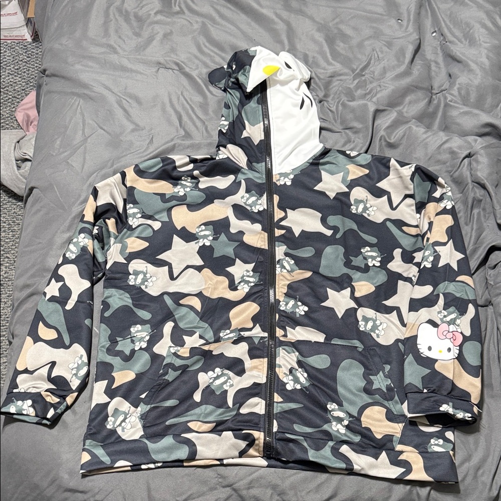 Hello Kitty Camouflage Jacket - Black, Green, Tan